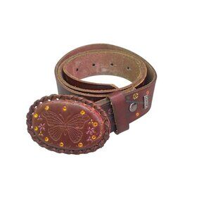 Ariat Women's Western Butterfly Floral Studded Belt Size 32